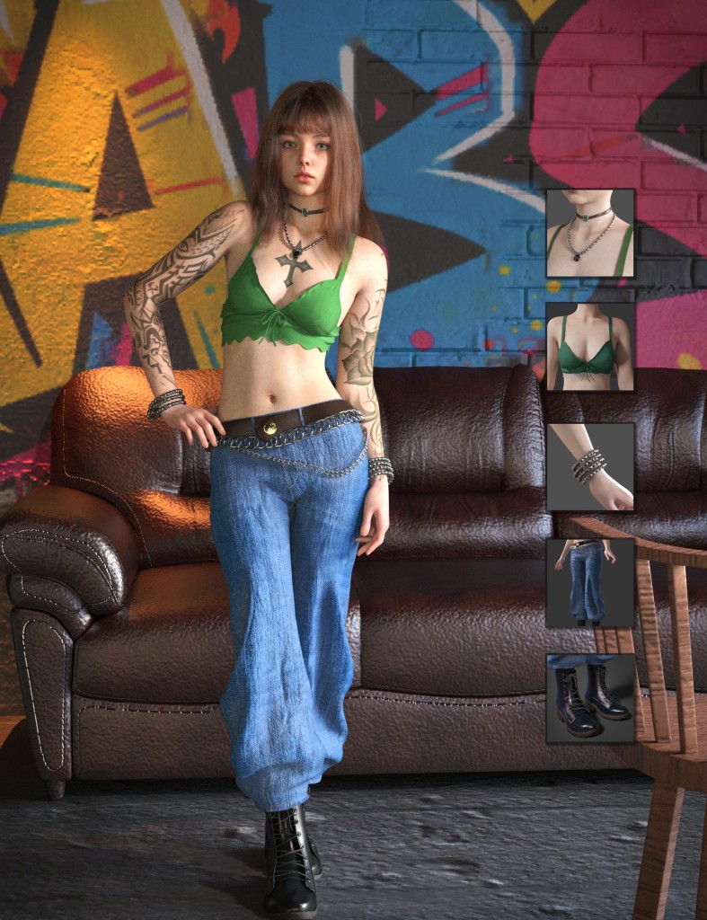 dForce MB Vintage Punk Style for Genesis 9 Feminine