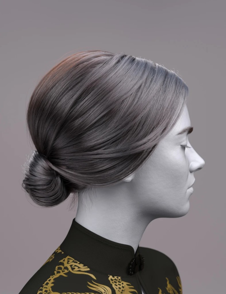 dForce FV Low Bun Updo Hair for Genesis 9