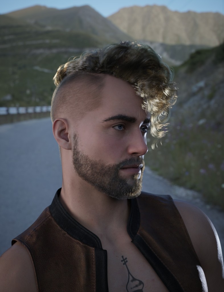 dForce Gustave Top Curls and Beard For Genesis 9