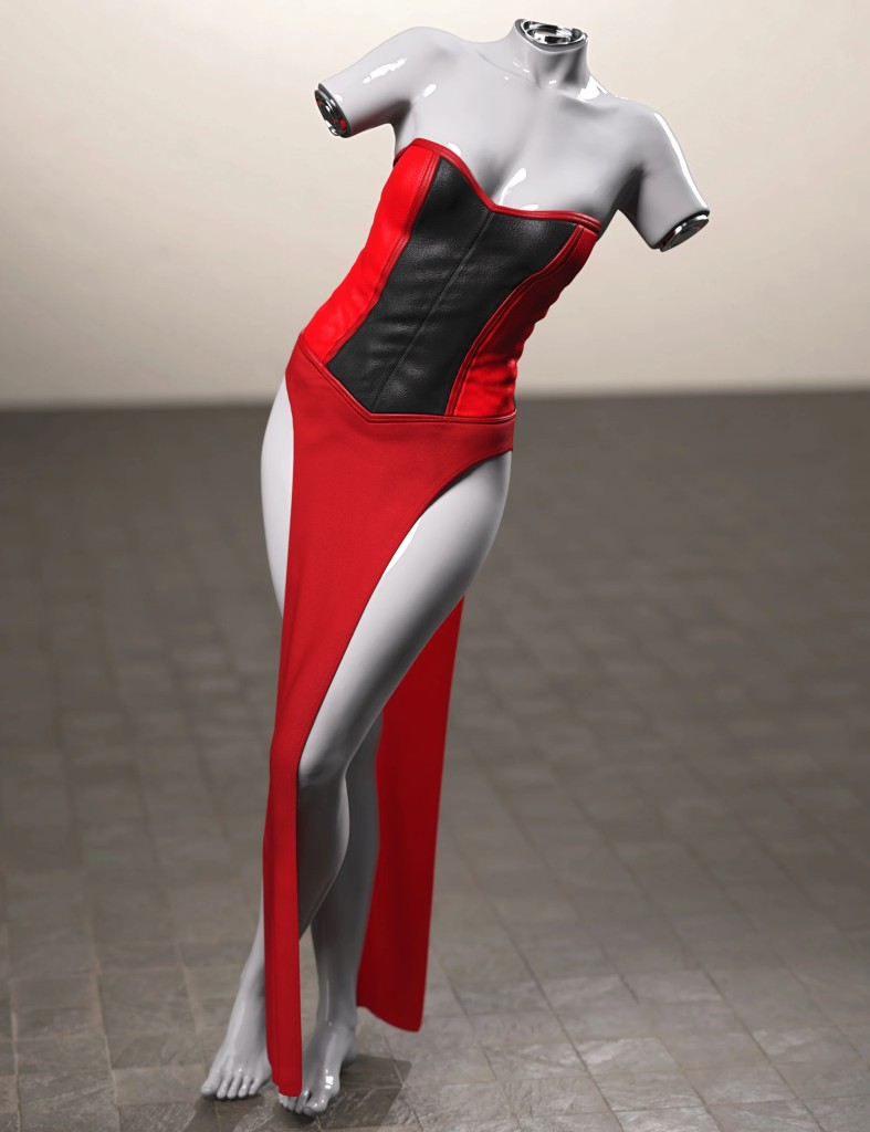 dForce Leather Corset Loin Dress for Genesis 9
