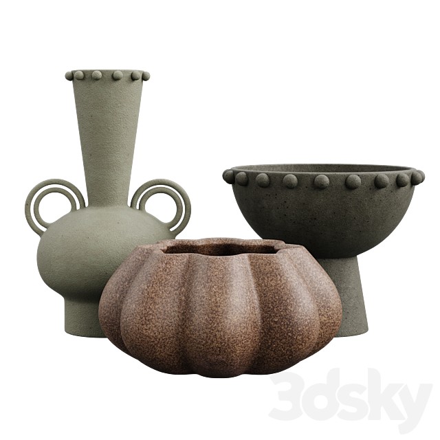 Set of Idra vase and Inaki and Fayette bowl from Aimee Song
