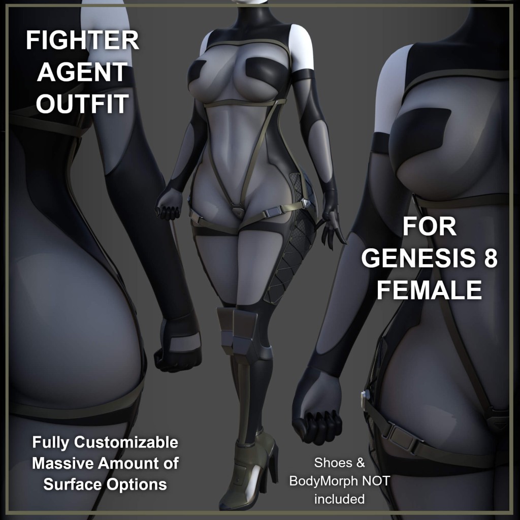 Fighter Agent Outfit for Genesis 8 Female