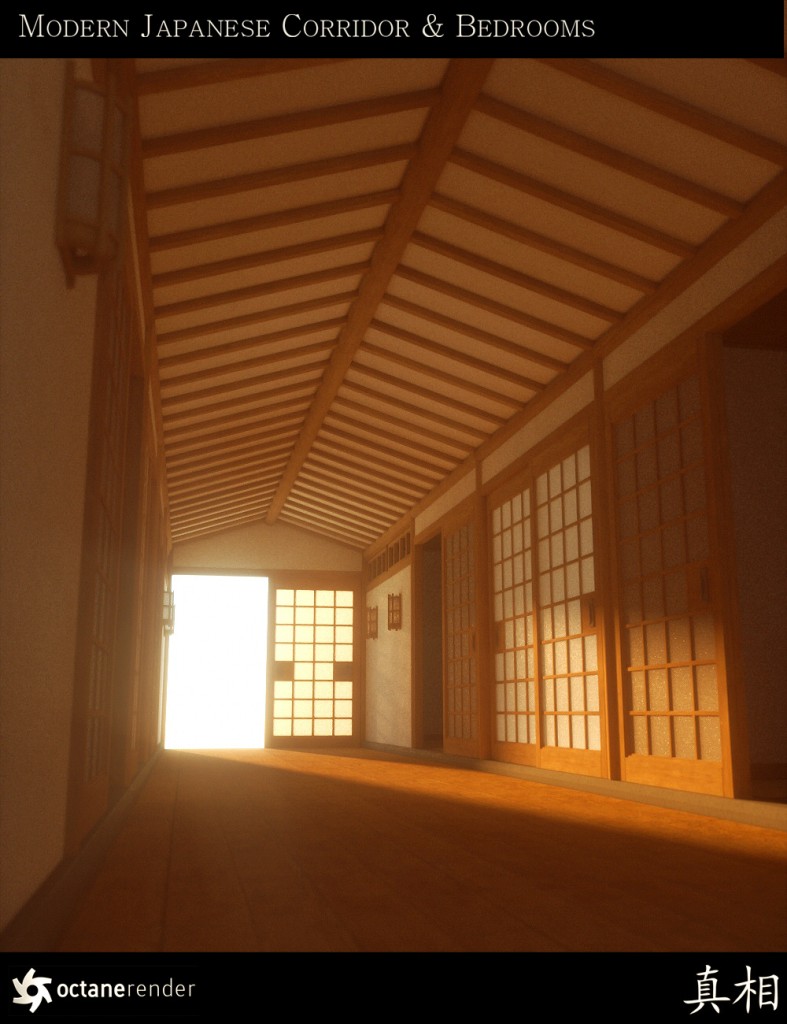 Japanese Corridor and Bedrooms Environment