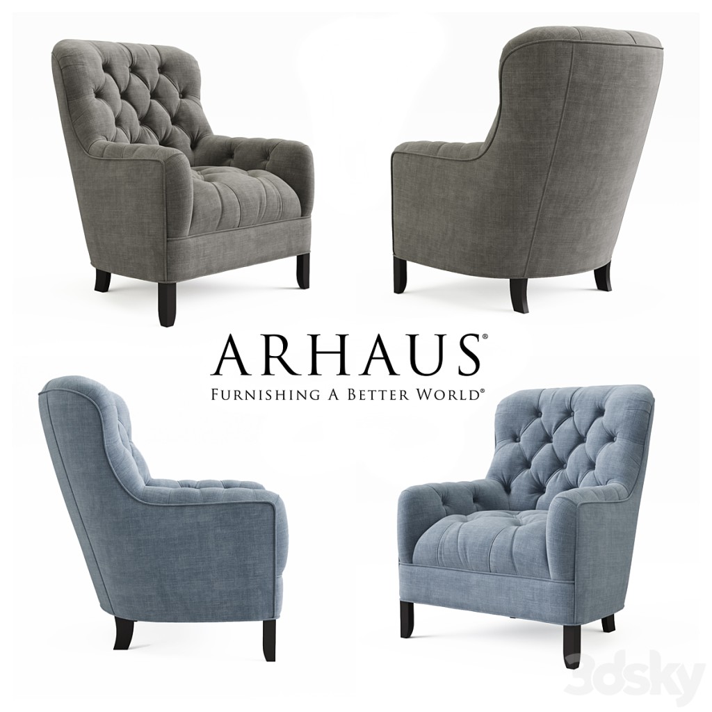 ARHAUS CLUB 34''TUFTED UPHOLSTERED CHAIR IN TWEED
