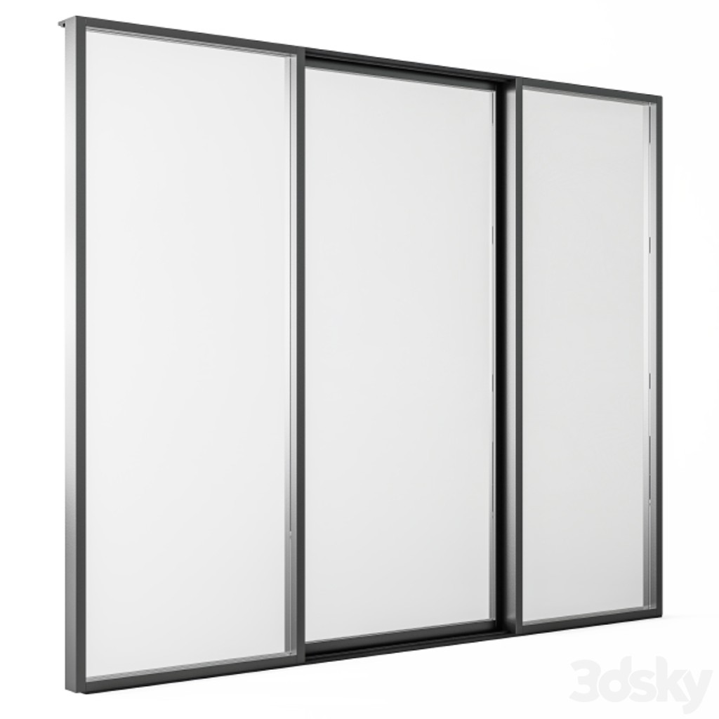 Sliding Black Metal Window Modern - Windows Set 05