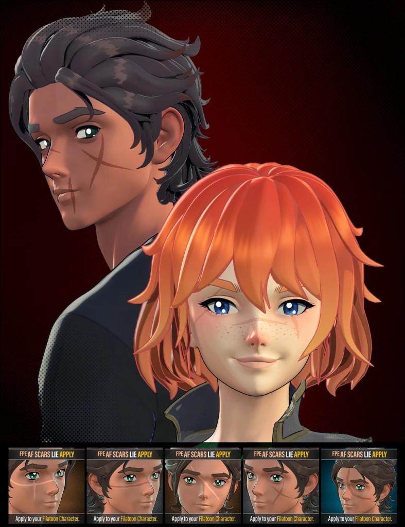 FPE Anime LIE Face Scars for Genesis 9
