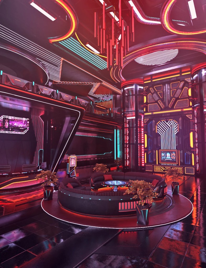 XI Cyberpunk Hotel Lobby