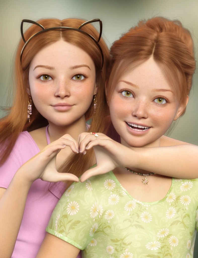 P3D Siblings Puck and Penny and Expressions for Genesis 9