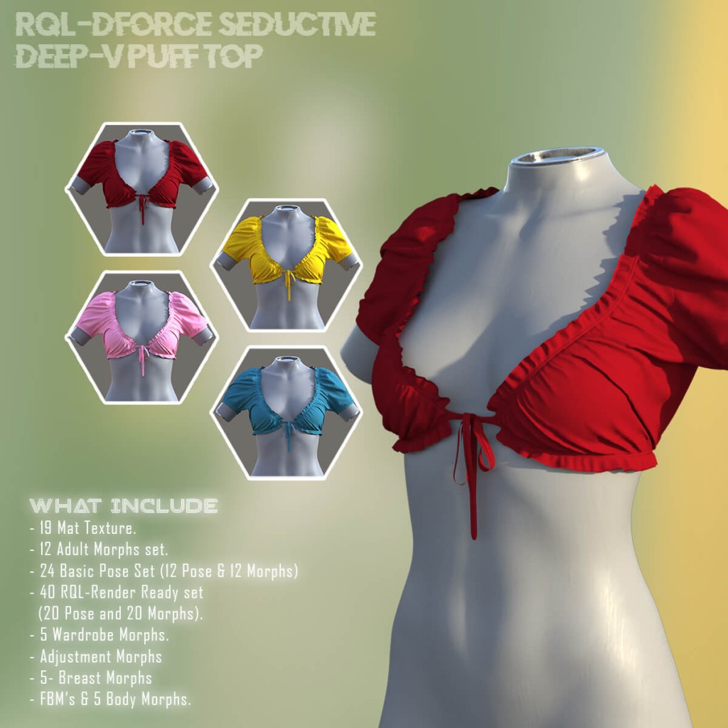 Rql-dForce Seductive Deep-V Puff Top G8F & G8.1F