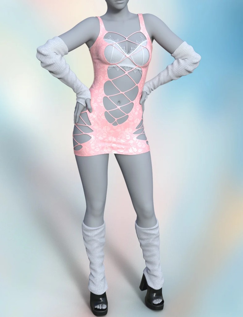 Sexy Cutout Sheath Dress Outfit for Genesis 9