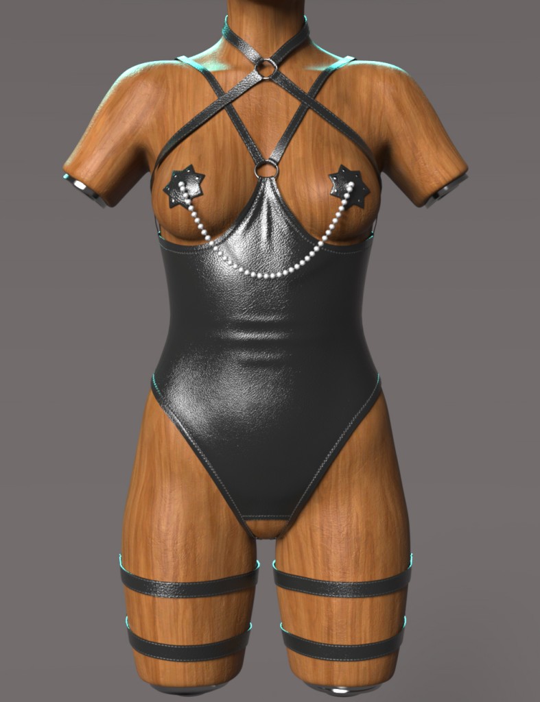dForce GN Sexy Leather Bodysuit for Genesis 9, 8.1, and 8 Female
