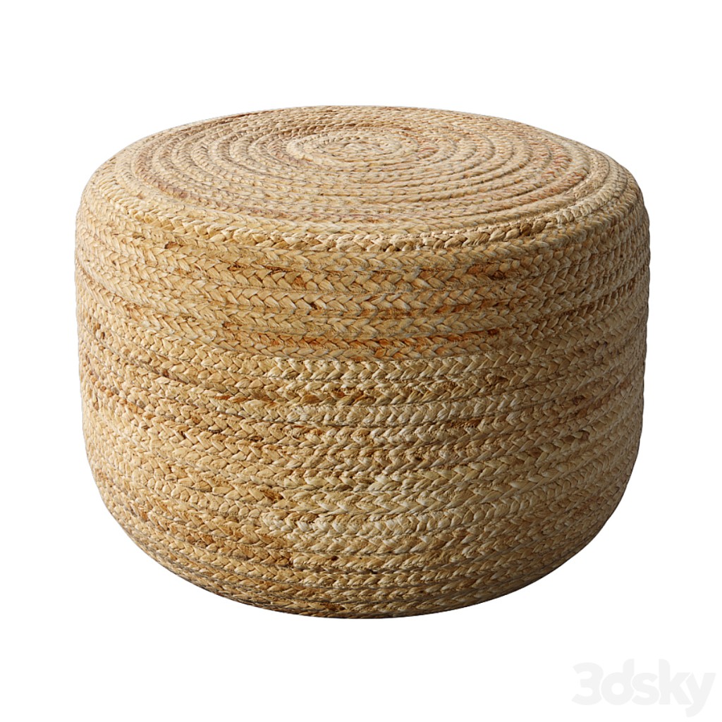 Braided jute pouf
