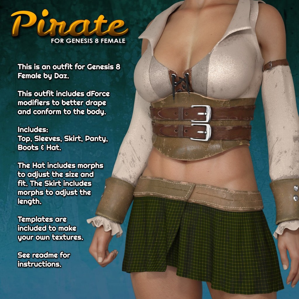Exnem dForce Pirate Outfit for Genesis 8 Female