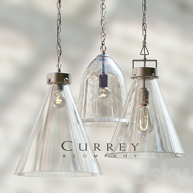 Kitchen glass pendant set by Currey