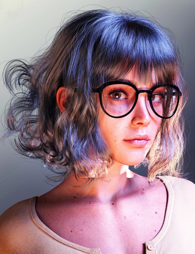 dForce Strand-Based FE Short Curly Bob Hair for Genesis 9, 8, and 8.1