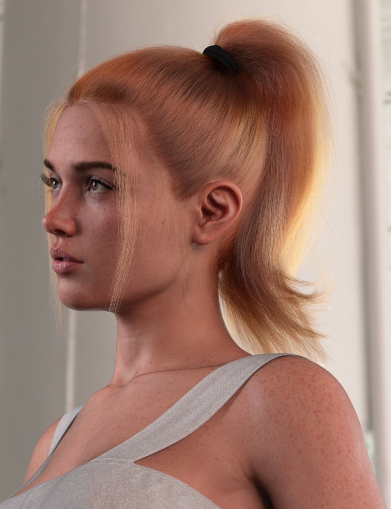 dForce Strand-Based Flirty Casual Ponytail Hair for Genesis 9