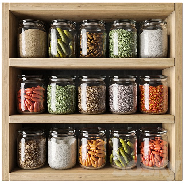 Shelf with canned goods